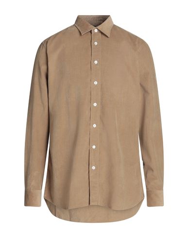 Lardini Man Shirt Khaki Size 17 Cotton In Beige