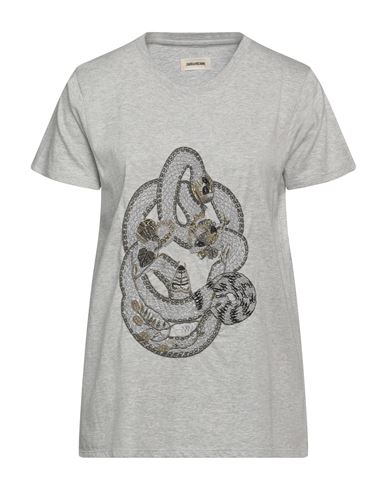 Zadig & Voltaire Woman T-shirt Light Grey Size M Cotton, Modal
