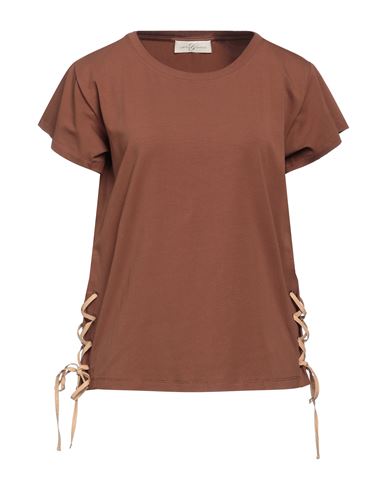 Corte Dei Gonzaga Woman T-shirt Brown Size 8 Cotton, Elastane