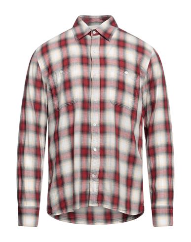 Brooksfield Man Shirt Red Size 16 Cotton, Linen