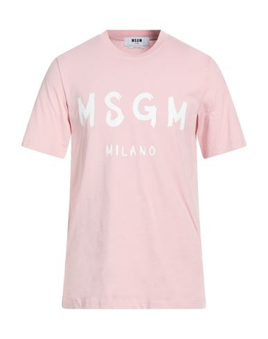 Msgm Man T-shirt Light Pink Size Xs Cotton In Pink