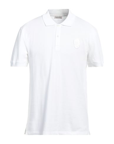 Alexander Mcqueen Man Polo Shirt White Size L Cotton, Viscose, Polyester