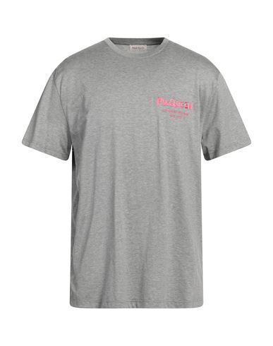 Shop Alexander Mcqueen Man T-shirt Light Grey Size L Cotton, Viscose, Polyester