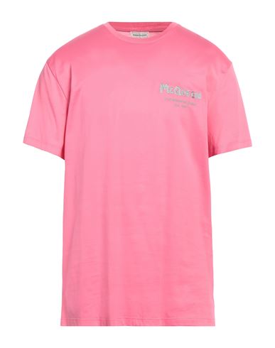 Alexander Mcqueen Man T-shirt Fuchsia Size Xl Cotton, Viscose, Polyester In Pink