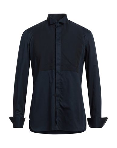 Shop Giampaolo Man Shirt Midnight Blue Size 15 ¾ Cotton