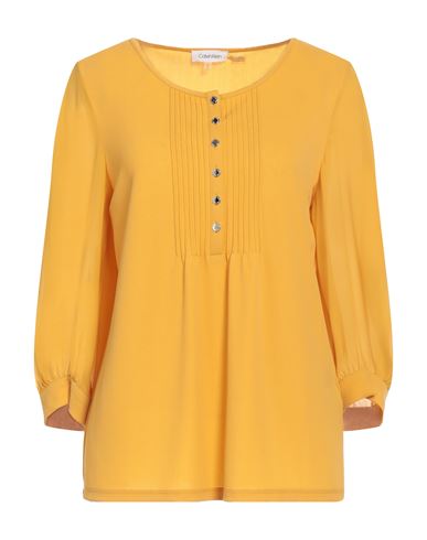 Calvin Klein Woman Top Ocher Size S Polyester, Elastane In Yellow