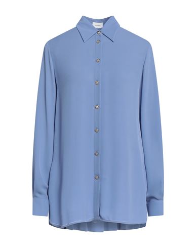Shop Ferragamo Woman Shirt Slate Blue Size 6 Silk
