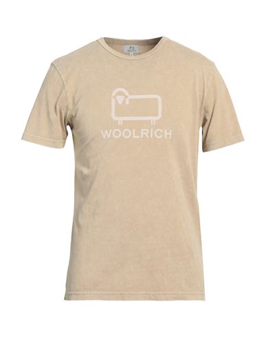 Woolrich Man T-shirt Sand Size L Cotton In Beige