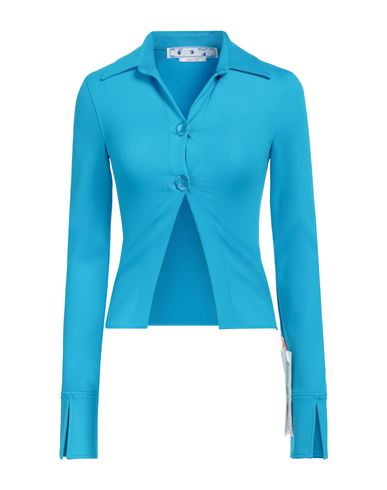 Off-white Woman Shirt Azure Size 2 Polyamide, Elastane In Blue