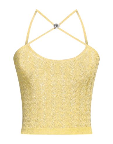 Alessandra Rich Woman Top Ocher Size 4 Viscose, Polyamide, Polyester In Yellow