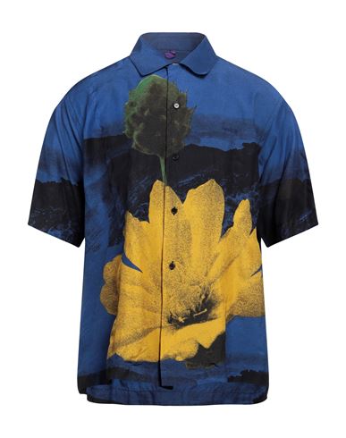 Shop Oamc Man Shirt Blue Size Xl Viscose
