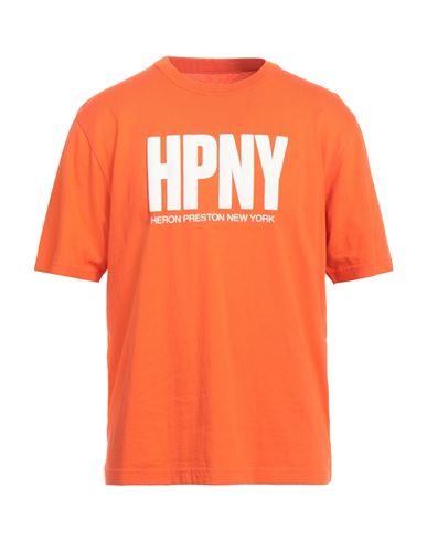 Shop Heron Preston Man T-shirt Orange Size L Cotton