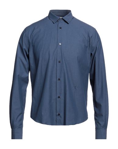 Trussardi Man Shirt Blue Size 18 Cotton