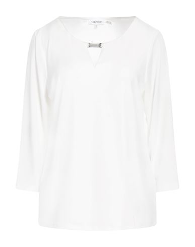 Calvin Klein Woman Blouse White Size M Polyester, Elastane