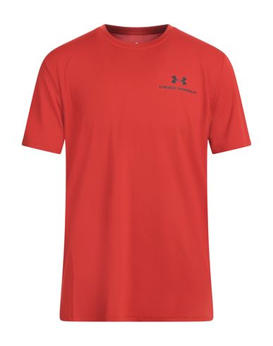 Under Armour Man T-shirt Tomato Red Size L Polyester, Elastane