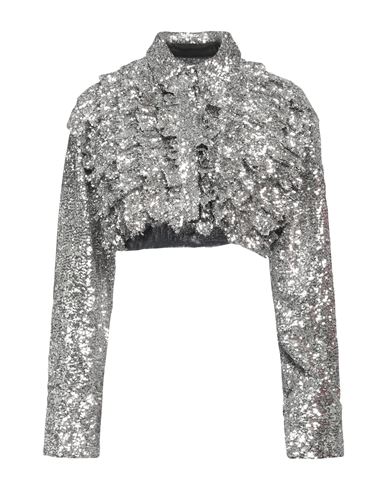 Msgm Woman Shirt Silver Size 4 Polyester