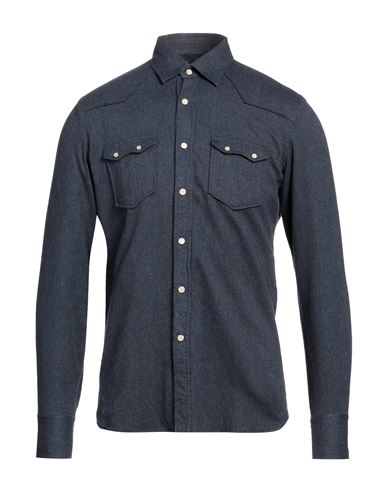 Lardini Man Shirt Navy Blue Size 15 Cotton
