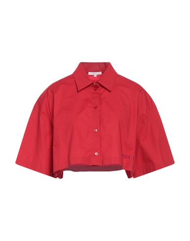 Patrizia Pepe Woman Shirt Red Size 4 Cotton, Elastane, Viscose