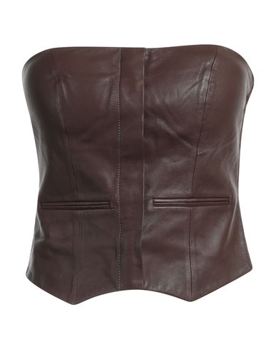 Federica Tosi Woman Top Cocoa Size 10 Soft Leather In Brown