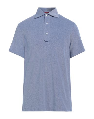 Isaia Man Polo Shirt Azure Size 3xl Cotton In Blue