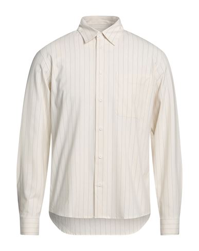 Sandro Man Shirt Cream Size M Polyester, Viscose, Elastane In White