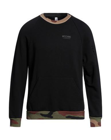 Moschino Man Sweatshirt Black Size Xl Cotton, Elastane
