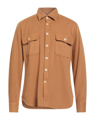 Tintoria Mattei 954 Man Shirt Camel Size 16 Cotton In Brown