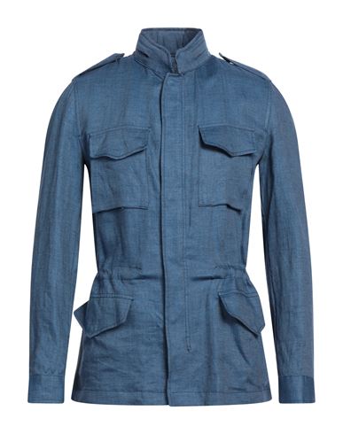 Barba Napoli Man Jacket Slate Blue Size 48 Linen