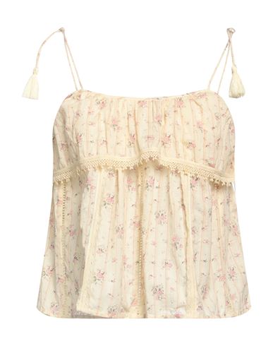 Ba&sh Gathered Floral-print Cotton-gauze Top In Cream