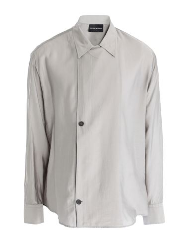 Emporio Armani Man Shirt Dove Grey Size L Lyocell, Silk