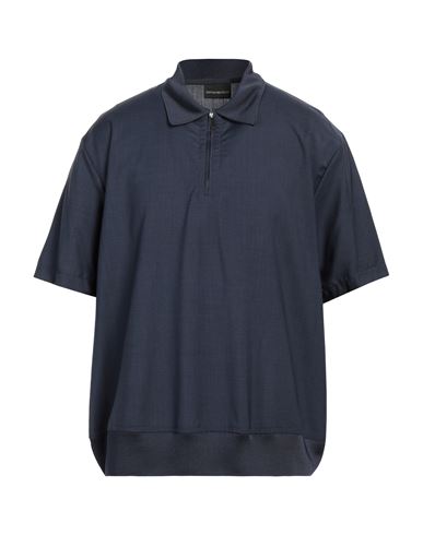 Emporio Armani Man Polo Shirt Blue Size Xs Virgin Wool, Viscose