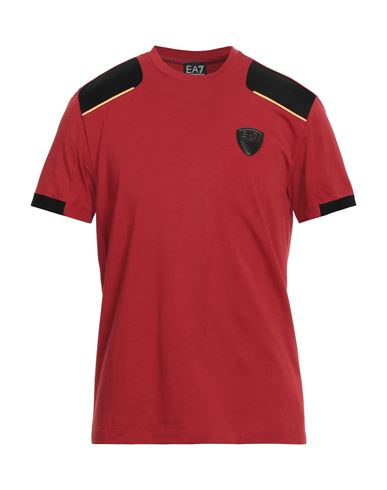 Ea7 Man T-shirt Red Size Xs Cotton, Elastane