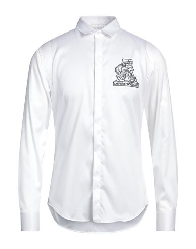 Emporio Armani Man Shirt White Size 16 Cotton, Elastane