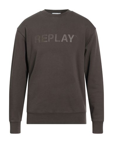 Replay Man Sweatshirt Dark Brown Size Xxl Cotton