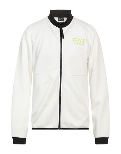 Ea7 Man Sweatshirt White Size M Polyester, Cotton, Elastane
