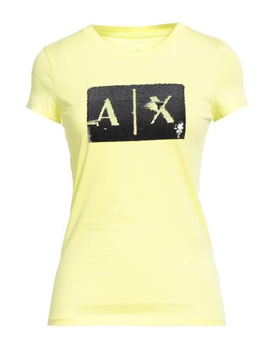 Armani Exchange Woman T-shirt Lime Green Size Xs Cotton In Yellow