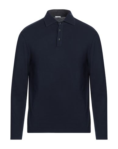 Malo Man Polo Shirt Midnight Blue Size 38 Cotton, Elastane In Blue