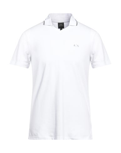 Armani Exchange Man Polo Shirt White Size S Cotton, Elastane