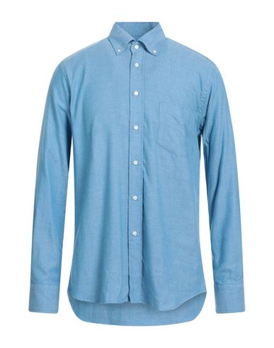 Mirto Man Shirt Azure Size Xl Cotton In Blue