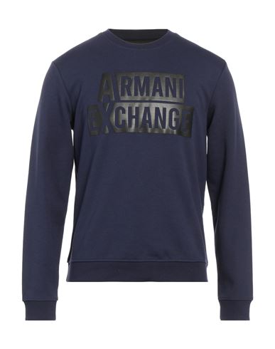 Armani Exchange Man Sweatshirt Midnight Blue Size S Polyester, Cotton