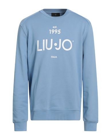 Liu •jo Man Man Sweatshirt Sky Blue Size Xxl Cotton, Elastane