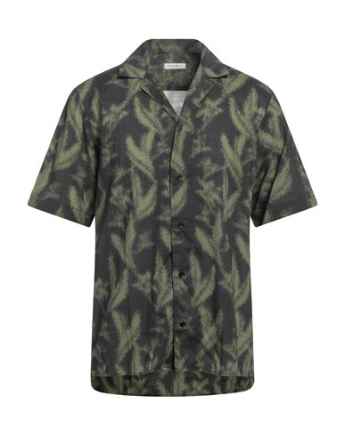 Shop Paolo Pecora Man Shirt Military Green Size 15 Cotton