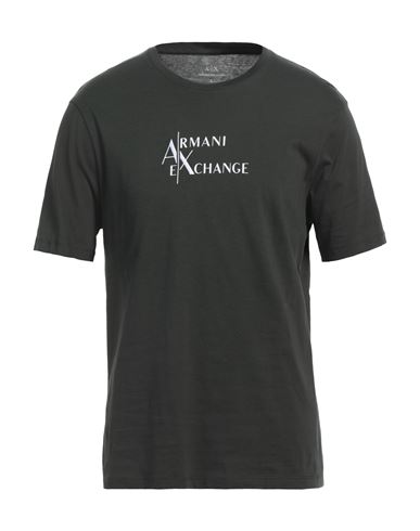 Shop Armani Exchange Man T-shirt Dark Green Size S Cotton