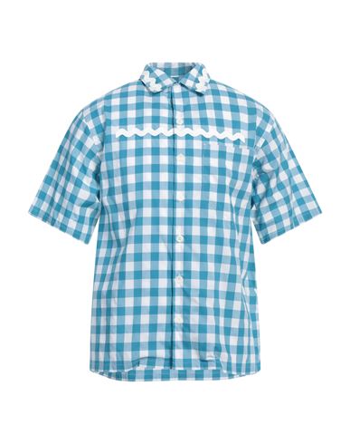 Prada Short-sleeved Cotton Shirt In Blue