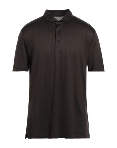 Pal Zileri Man Polo Shirt Dark Brown Size Xxl Cotton