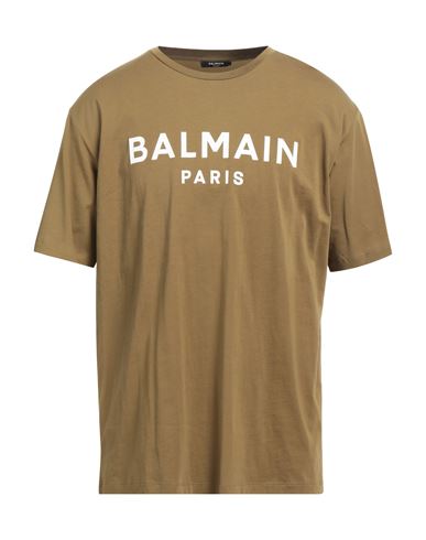 Balmain Man T-shirt Military Green Size Xxl Cotton