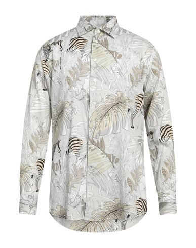 Etro Man Shirt Light Grey Size 16 Cotton