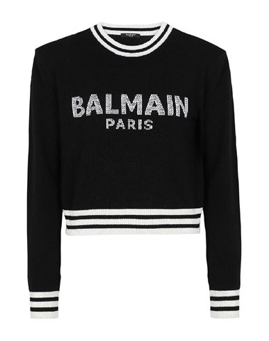 Balmain Woman Sweater Black Size 8 Wool, Other Fibres