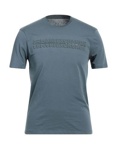 Armani Exchange Man T-shirt Pastel Blue Size L Cotton