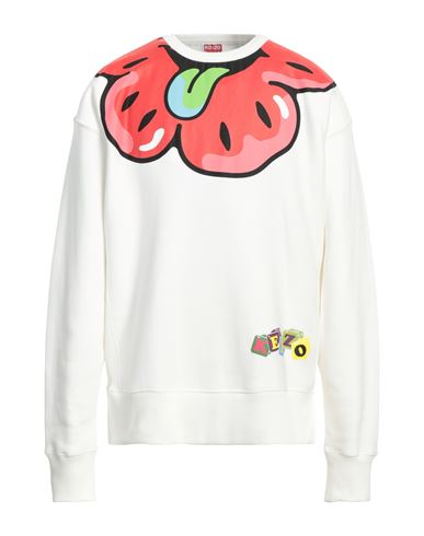 Shop Kenzo Man Sweatshirt Off White Size S Cotton, Elastane